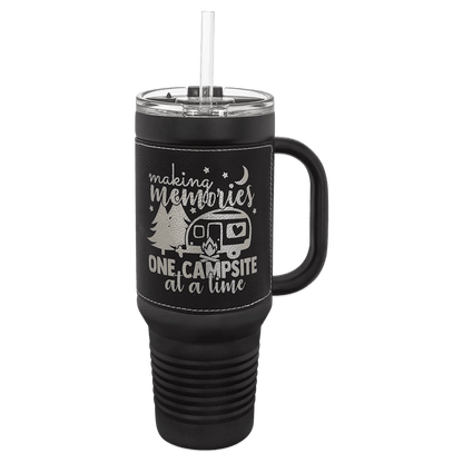 Custom Travel Mug - Laser Etched - 40 oz Leather Wrapped - Smalltown Connetchin