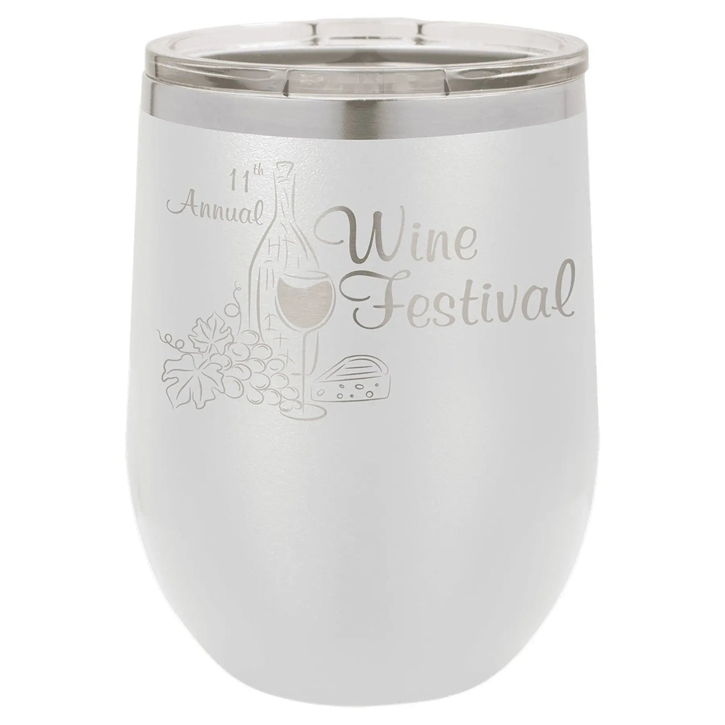 Custom Tumbler - 12 oz. Wine Stemless with Lid - Vacuum Insulated - Customized - Smalltown Connetchin