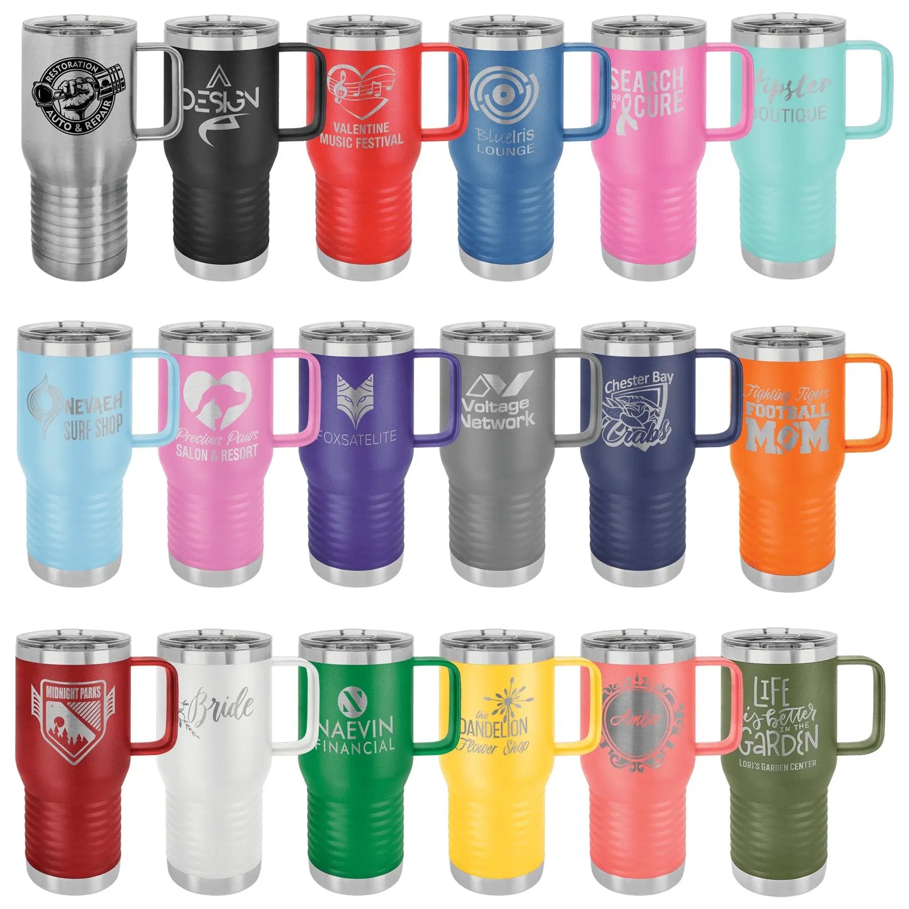 Custom Tumbler - 20 oz. Travel Mug with Handle - Customized - Smalltown Connetchin
