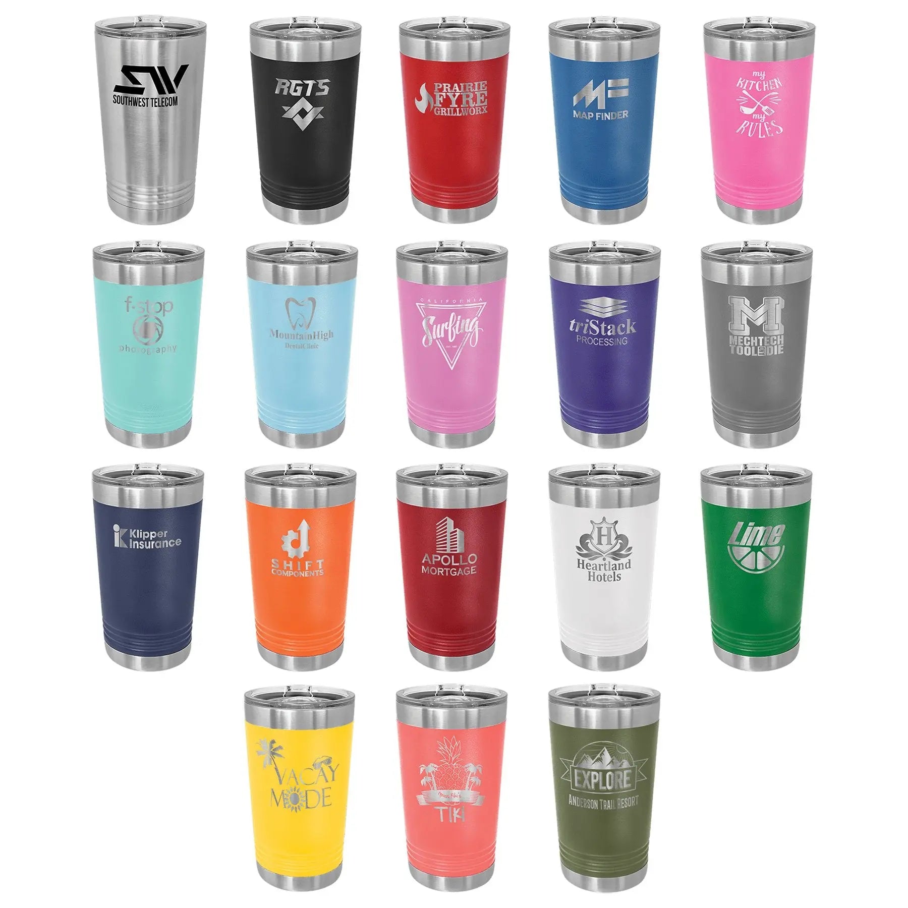 Custom Tumbler - Etched 16 oz. Pint with Slider Lid - Smalltown Connetchin