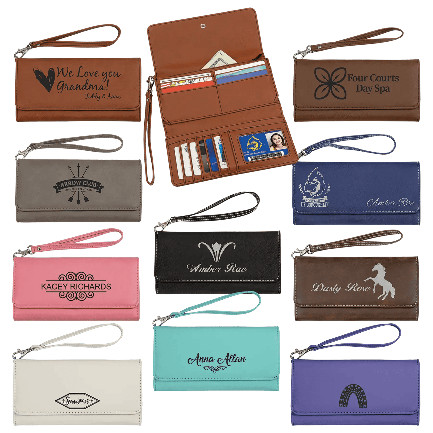 Custom Wallet with Strap - Etched Leatherette - Smalltown Connetchin