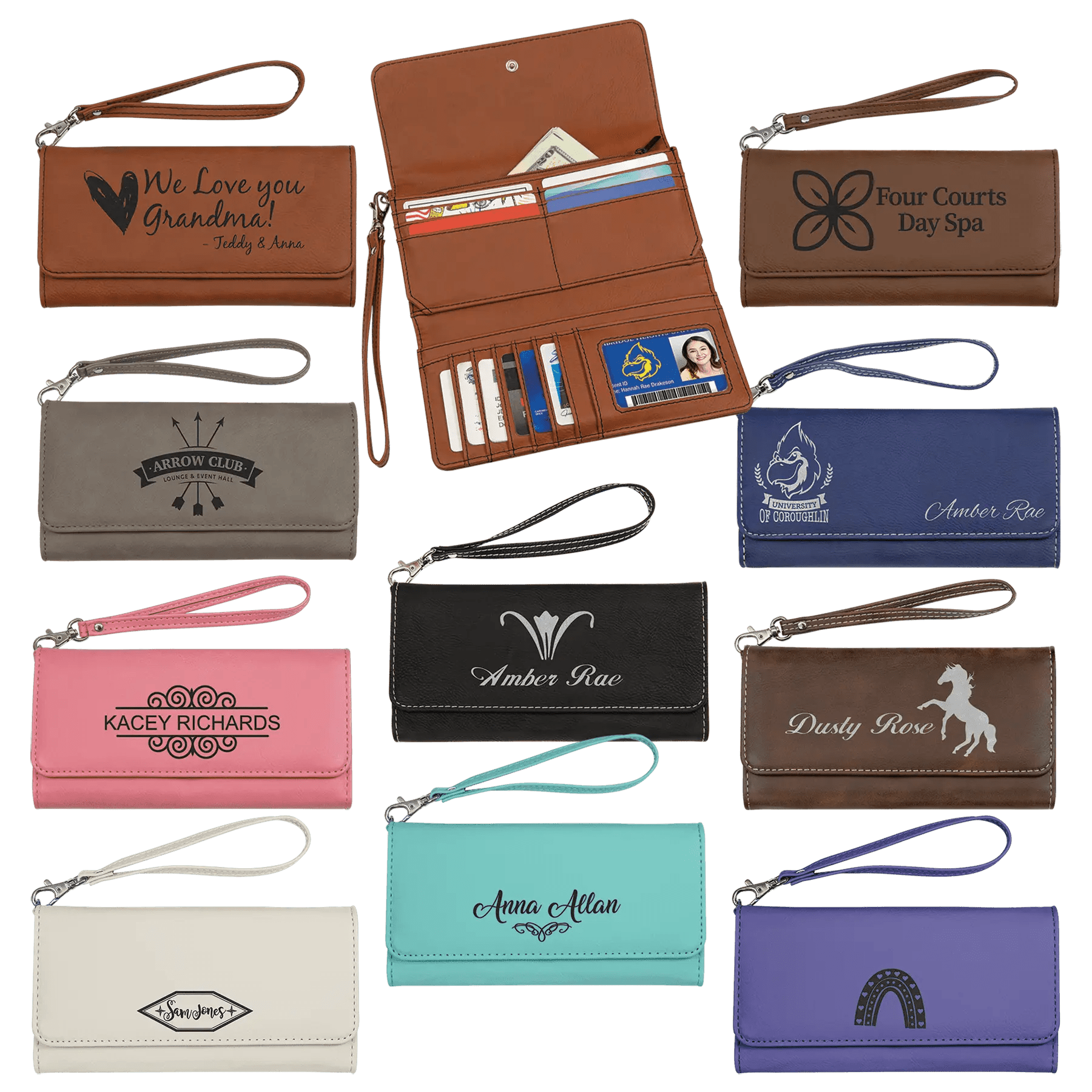 Custom Wallet with Strap - Etched Leatherette - Smalltown Connetchin