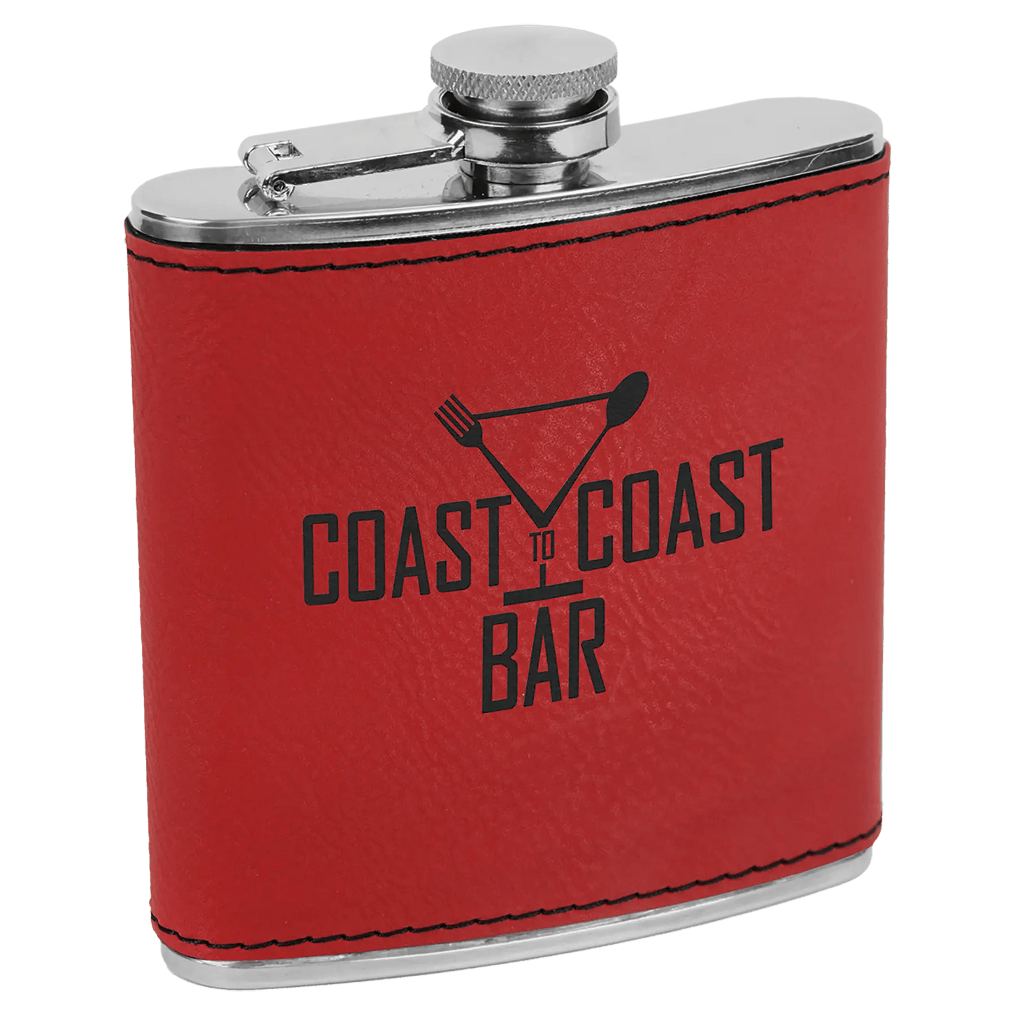 Customized Flask - Stainless - Steel with Laser Etched Leatherette - Smalltown Connetchin