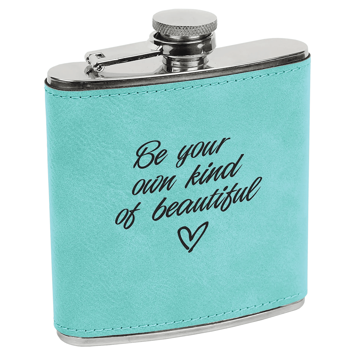 Customized Flask - Stainless - Steel with Laser Etched Leatherette - Smalltown Connetchin