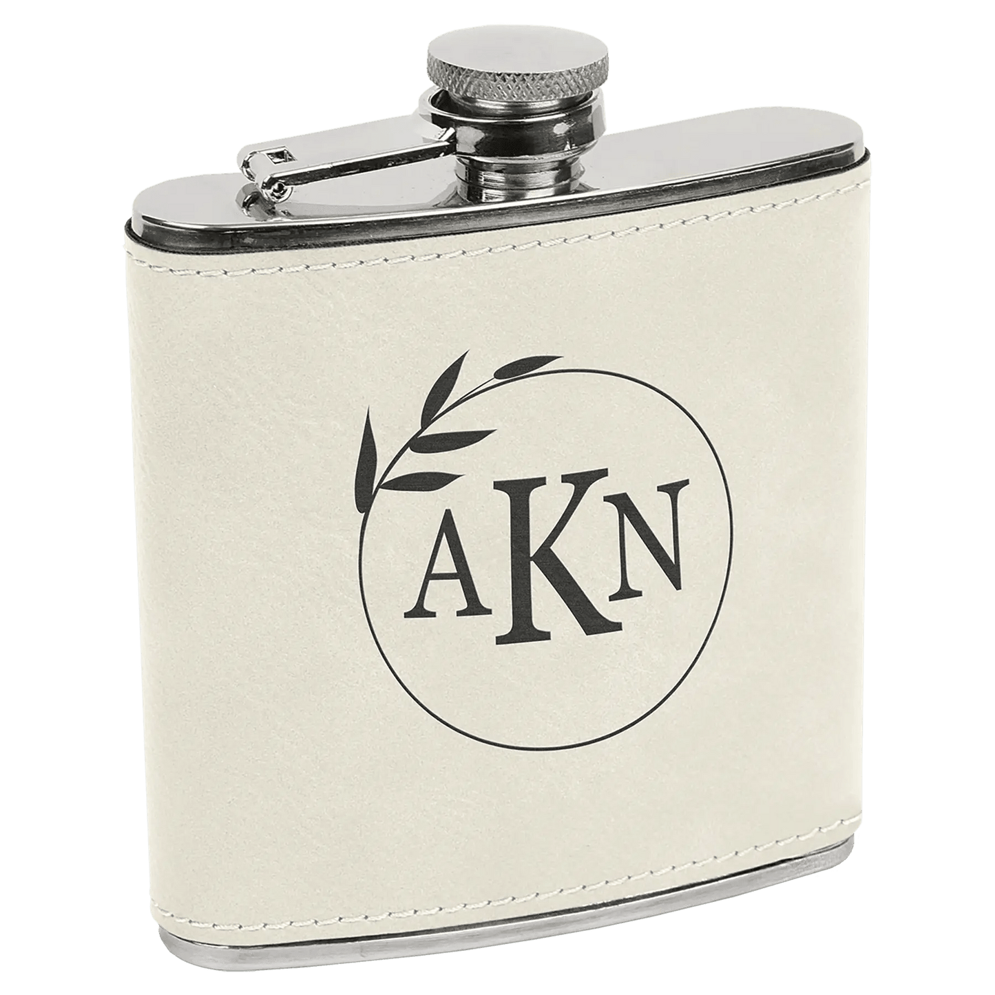 Customized Flask - Stainless - Steel with Laser Etched Leatherette - Smalltown Connetchin