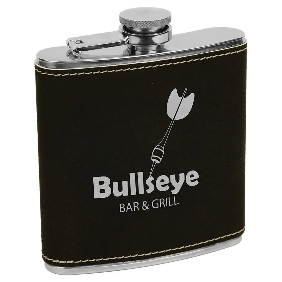 Customized Flask - Stainless - Steel with Laser Etched Leatherette - Smalltown Connetchin