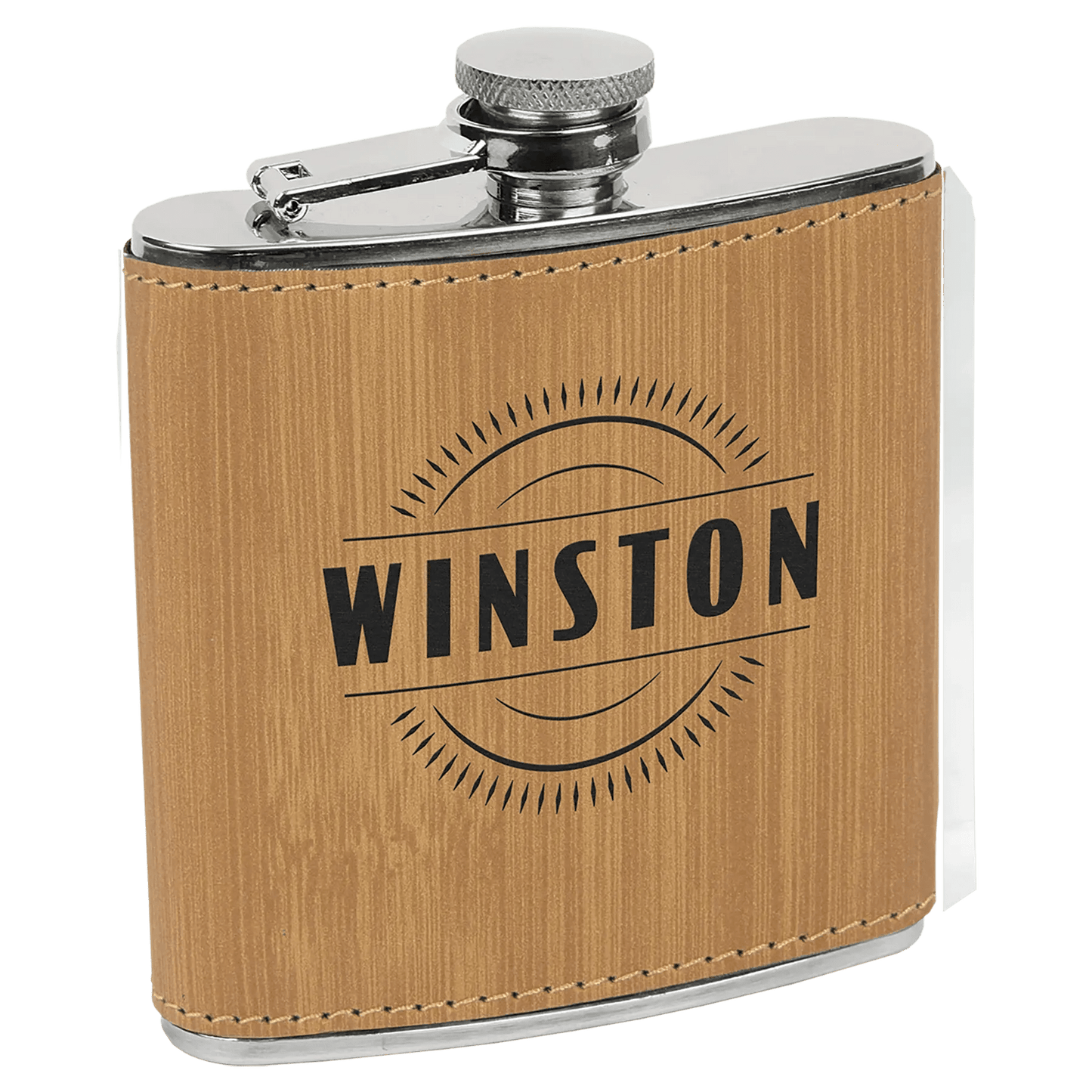 Customized Flask - Stainless - Steel with Laser Etched Leatherette - Smalltown Connetchin