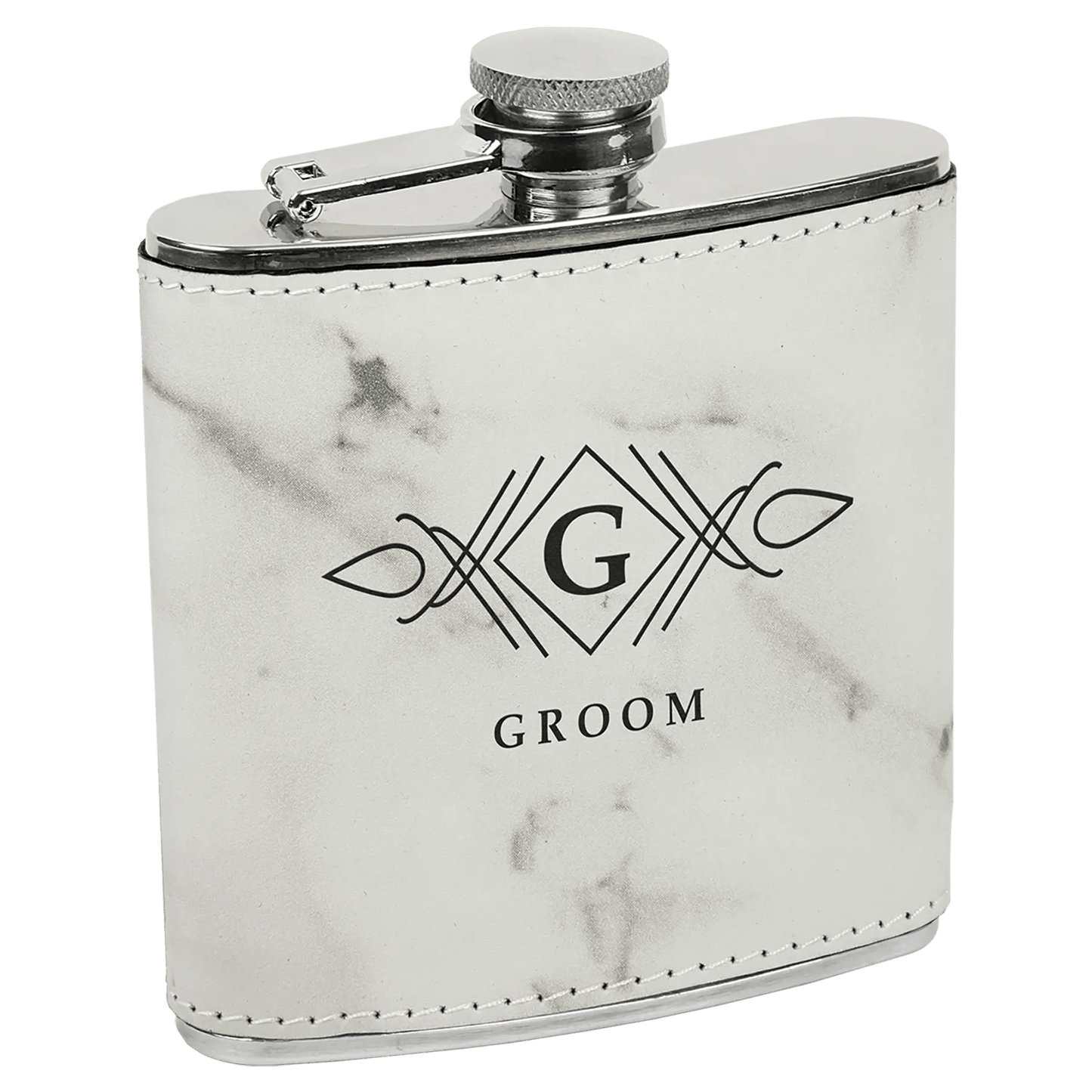 Customized Flask - Stainless - Steel with Laser Etched Leatherette - Smalltown Connetchin