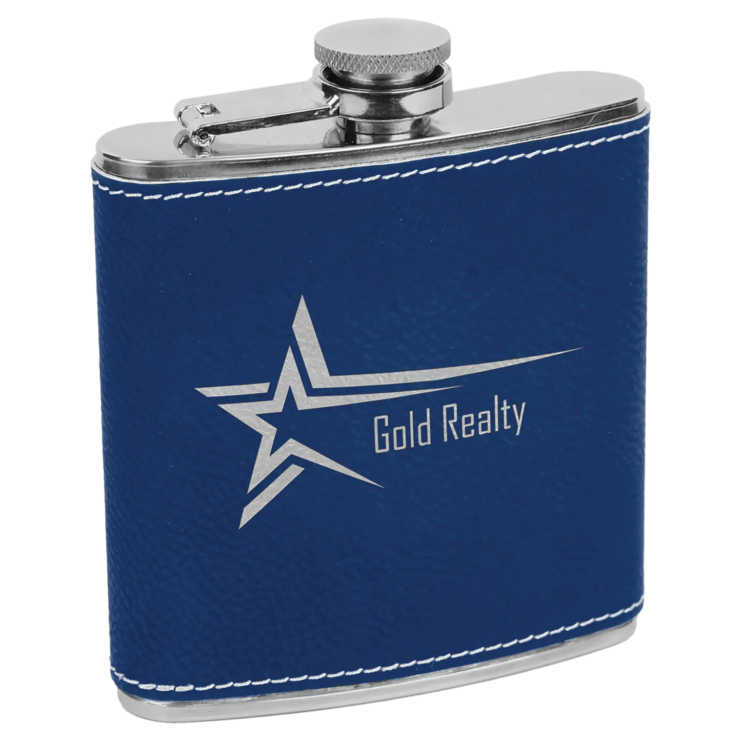 Customized Flask - Stainless - Steel with Laser Etched Leatherette - Smalltown Connetchin
