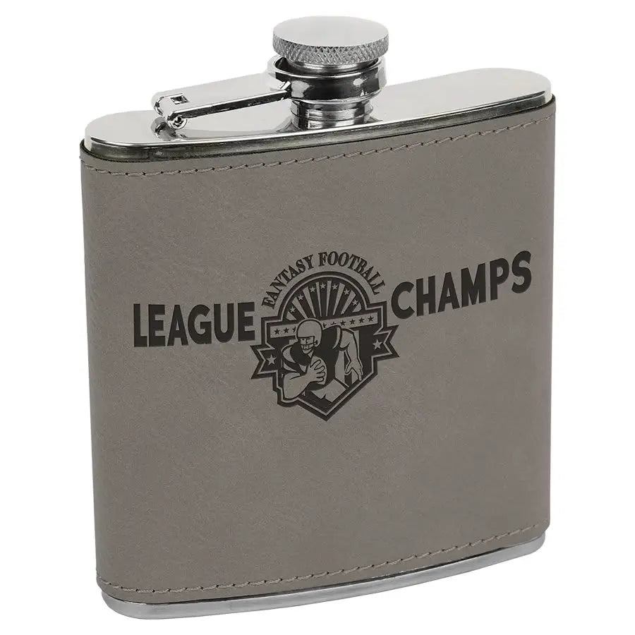 Customized Flask - Stainless - Steel with Laser Etched Leatherette - Smalltown Connetchin