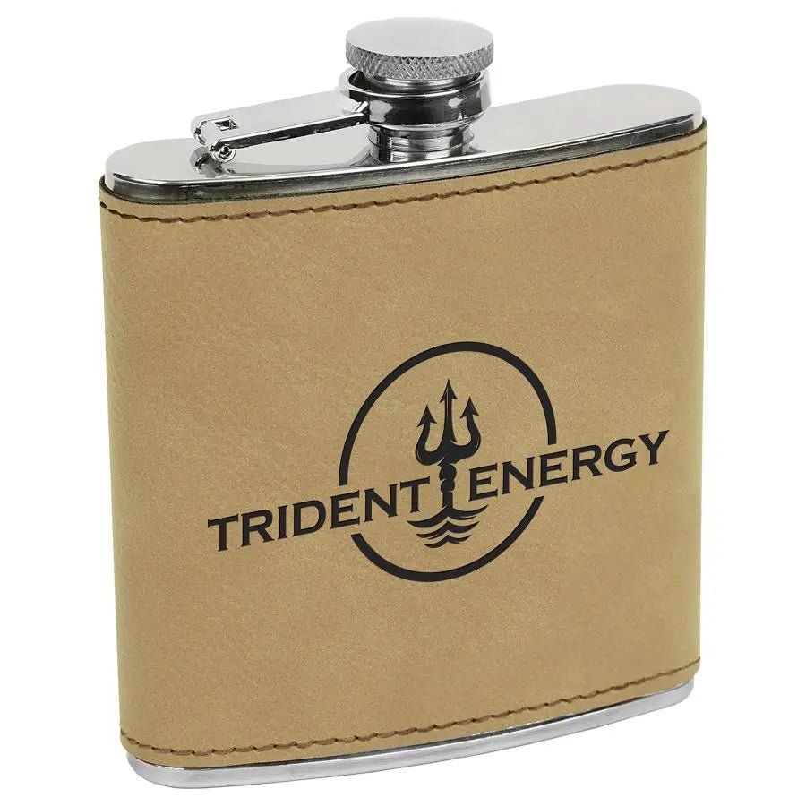Customized Flask - Stainless - Steel with Laser Etched Leatherette - Smalltown Connetchin