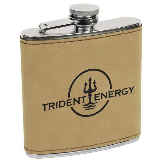Customized Flask - Stainless - Steel with Laser Etched Leatherette - Smalltown Connetchin