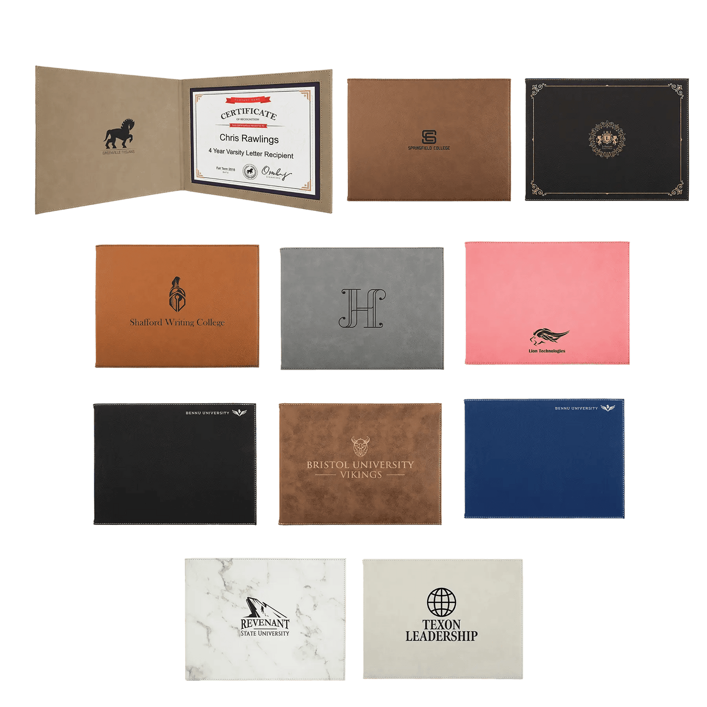 Customized Leatherette 8 1/2" x 11 Certificate Holder - Smalltown Connetchin