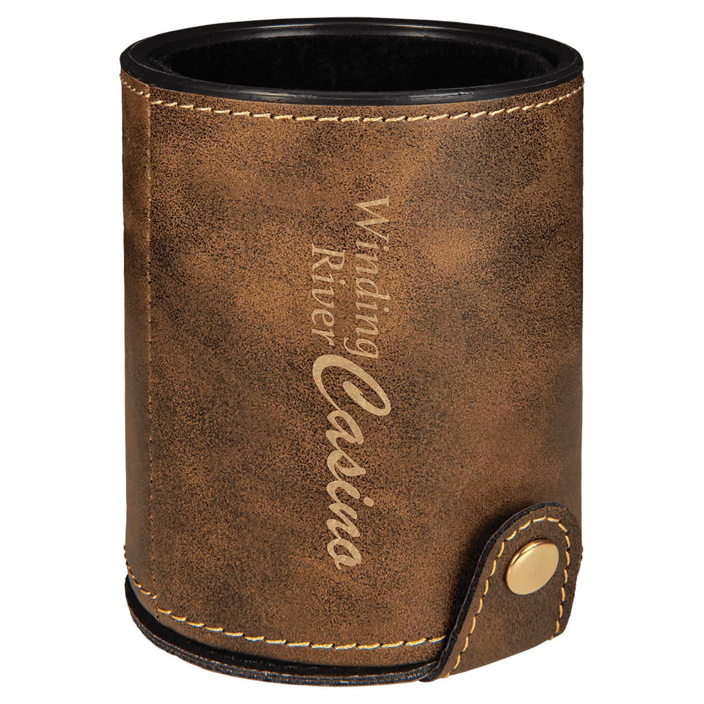 Dice Cup with 5 Dice - Custom Etched Leatherette - Smalltown Connetchin