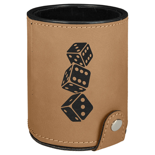 Dice Cup with 5 Dice - Custom Etched Leatherette - Smalltown Connetchin