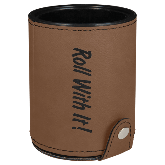 Dice Cup with 5 Dice - Custom Etched Leatherette - Smalltown Connetchin