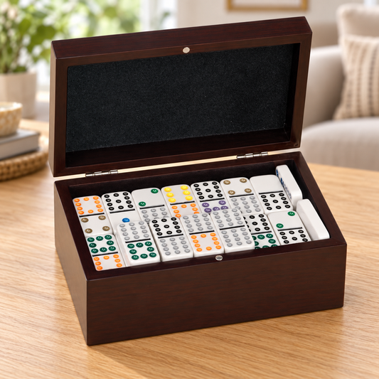Personalized Rosewood Double Twelve Domino Set | 91 Piece Game — DOM01 — optimized product photo