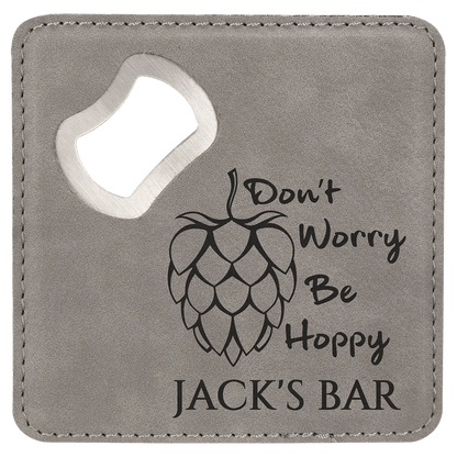 Etched Custom Coasters with Built - in Bottle Opener (6 pcs) - Smalltown Connetchin
