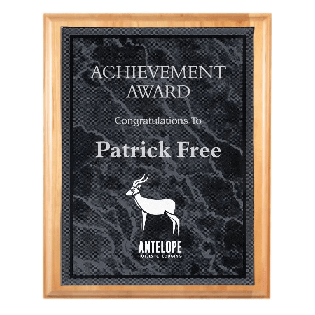 Genuine Cherry Personalized Plaque with (Optional) Marble Acrylic Plate - Smalltown Connetchin