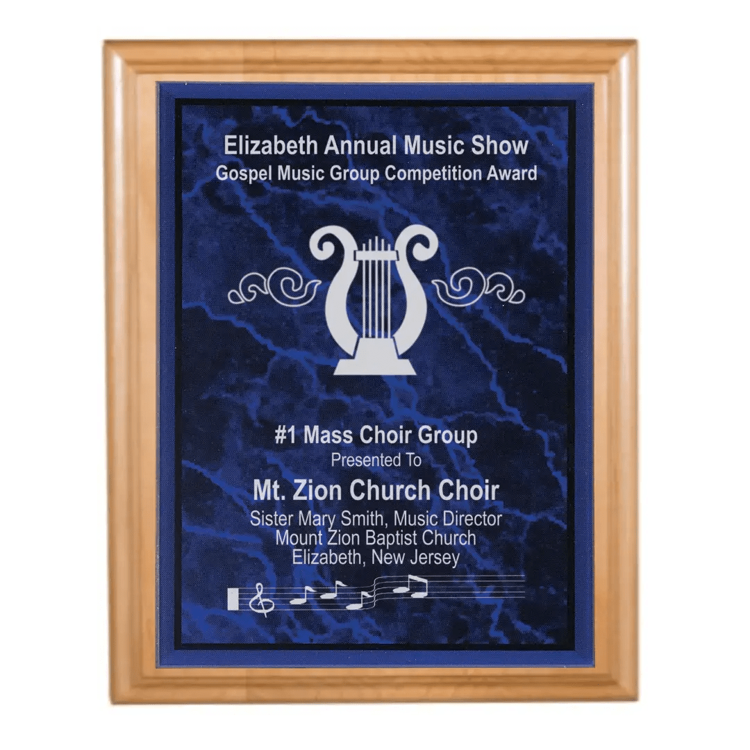 Genuine Red Alder Personalized Plaque with (Optional) Marble Acrylic Plate - Smalltown Connetchin