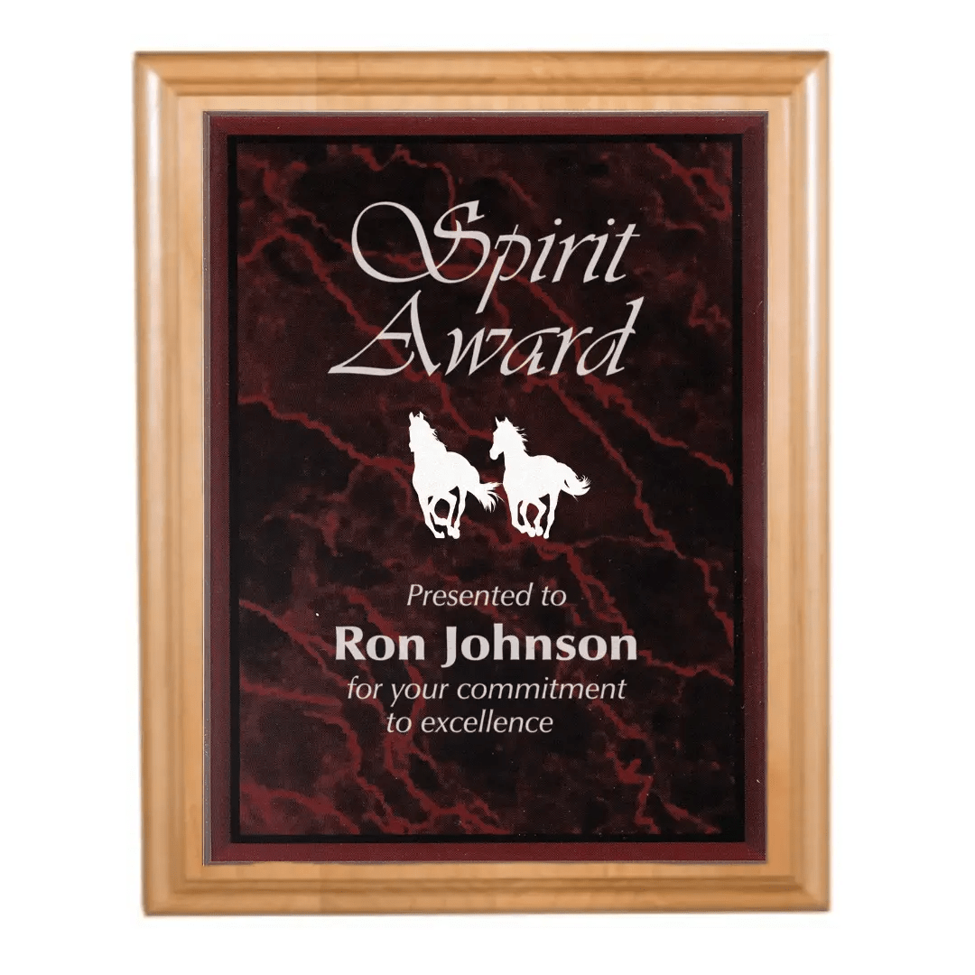 Genuine Red Alder Personalized Plaque with (Optional) Marble Acrylic Plate - Smalltown Connetchin