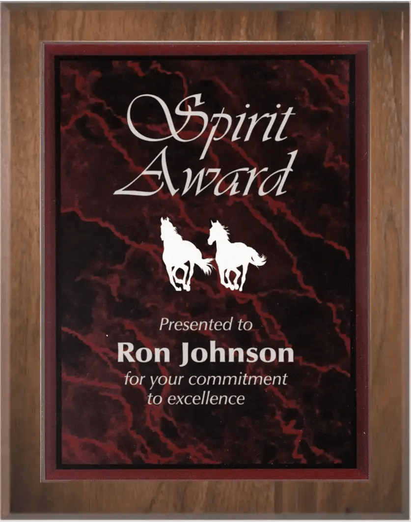 Genuine Walnut 45 Degree Bevel Edge Personalized Plaque with (Optional) Marble Acrylic Plate - Smalltown Connetchin