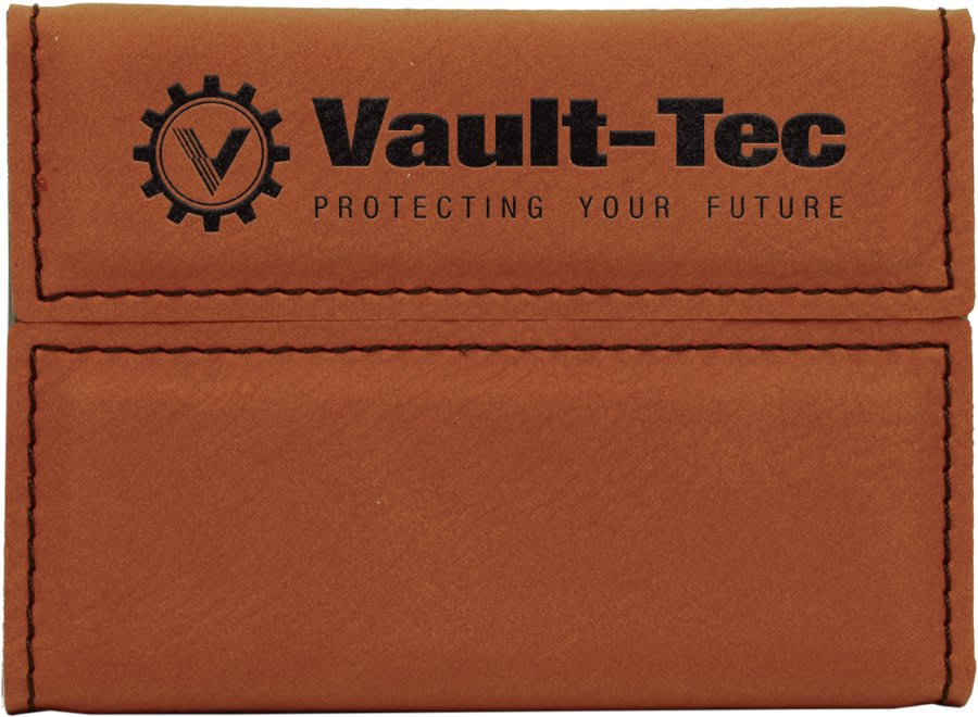 Rawhide personalized leatherette business card cases with example engraving