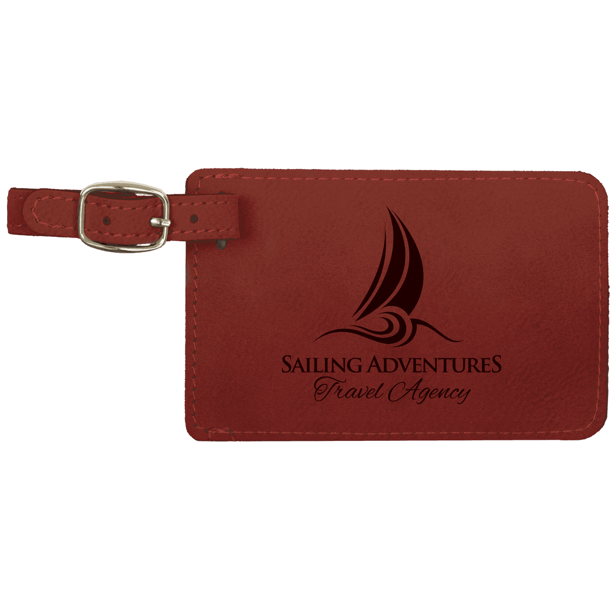 Rose personalized leatherette luggage tags with example engraving