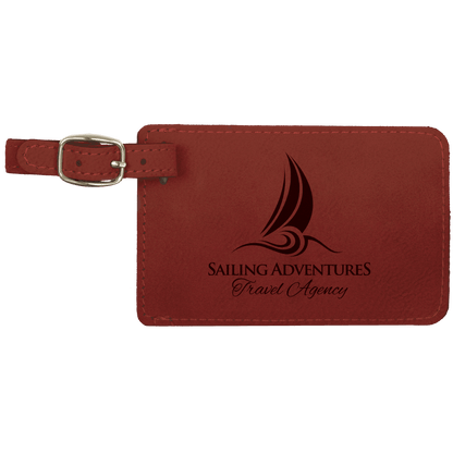 Rose personalized leatherette luggage tags with example engraving
