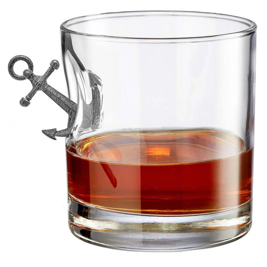 BenShot Anchor 11 oz Rocks Glass with solid metal anchor embedment