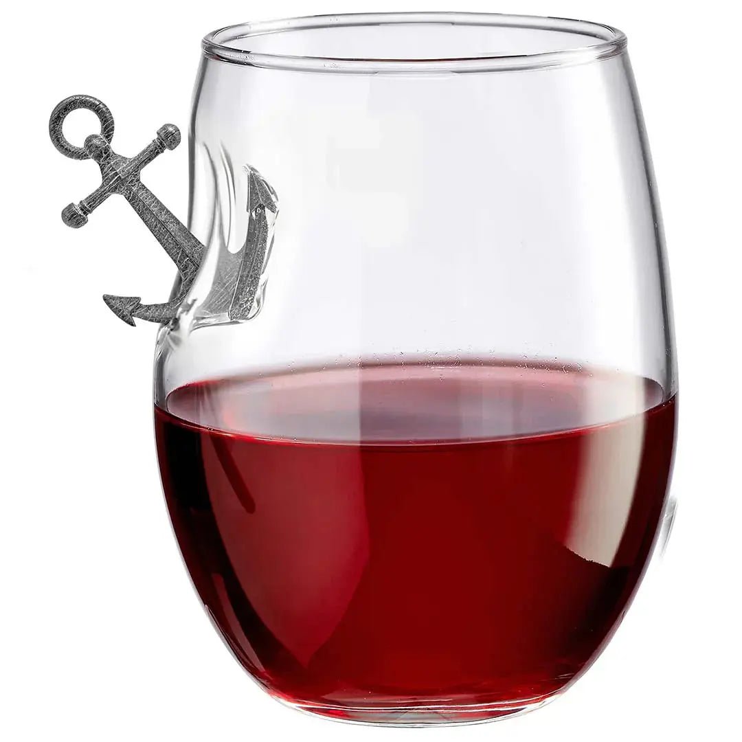 BenShot Anchor 15 oz Wine Glass with solid metal anchor embedment