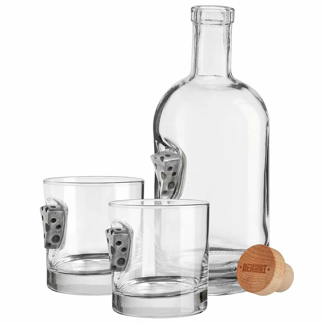Small Hand File Set Personalized BenShot Cheese Wedge 750 mL Decanter & Two Rocks Glass ...