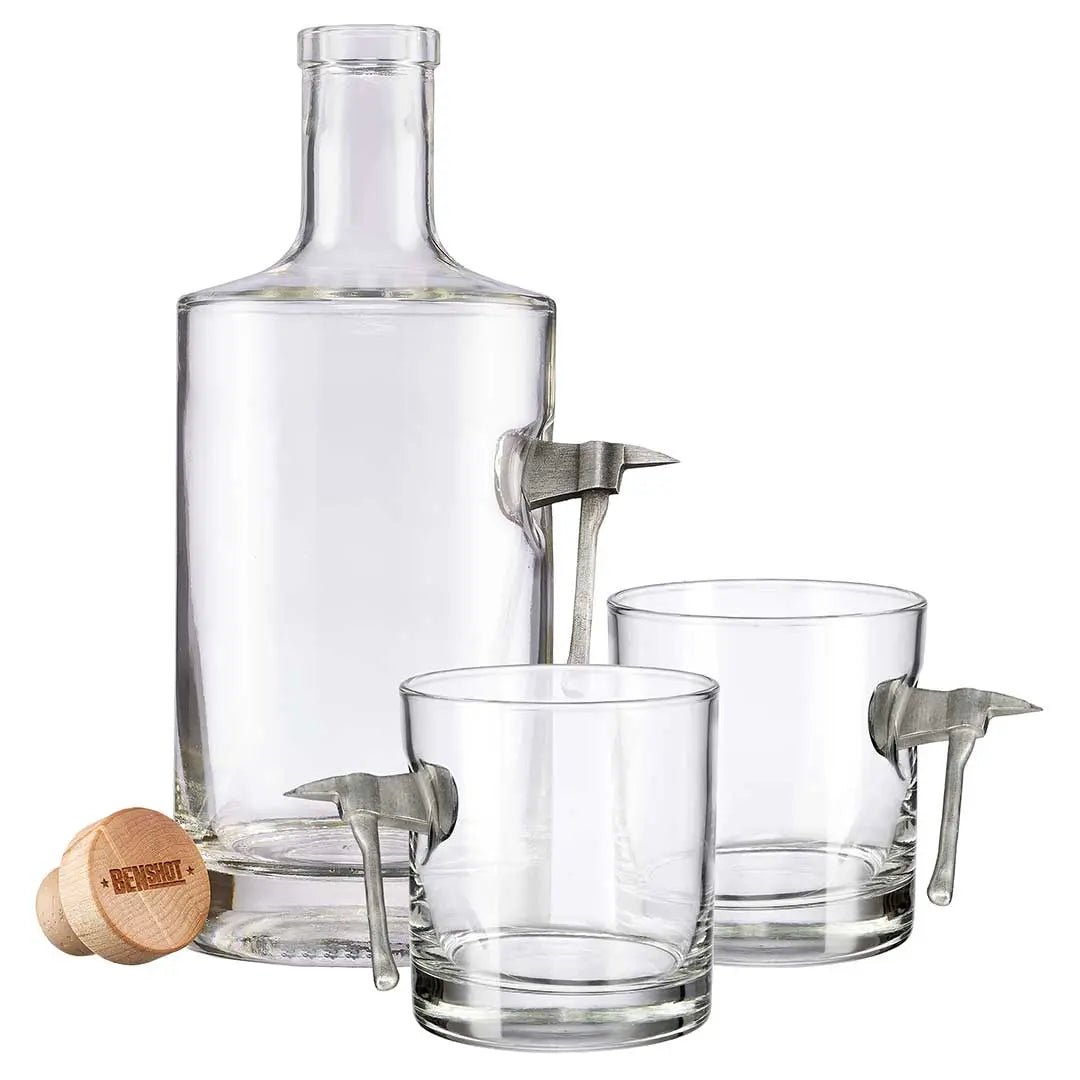 Personalized BenShot Fire Axe 750 mL Decanter & Two Rocks Glass Gift ...