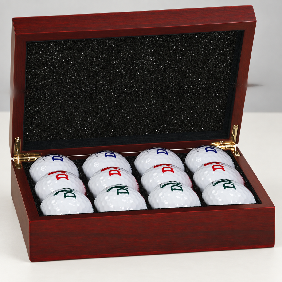Personalized Rosewood Finish Golf Ball Box — GLF02 — optimized product photo