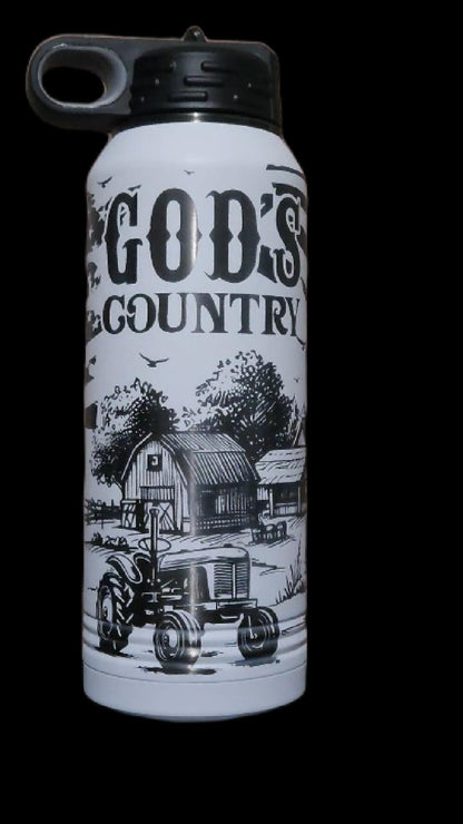 God's Country Bottle - 32 oz Includes Laser Customization - Smalltown Connetchin