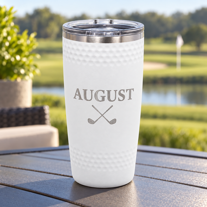 Personalized 20 oz Golf Tumbler with Slider Lid — White — GOLF