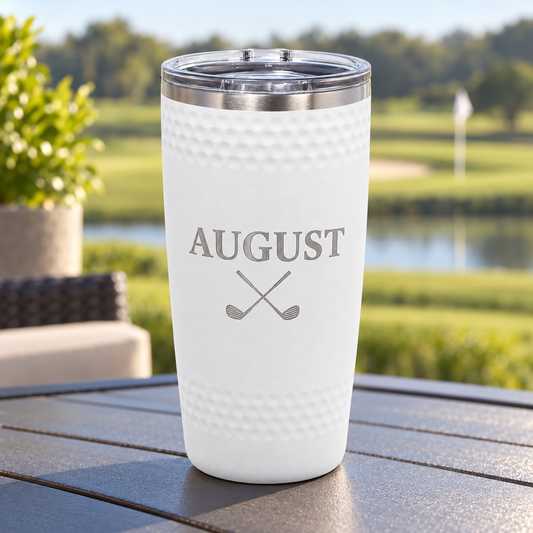 Personalized 20 oz Golf Tumbler with Slider Lid — White — GOLF