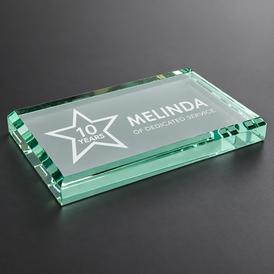 Personalized Premier Jade Glass Paperweight Award — 4" x 2 1/2" x 1/2" — optimized product photo
