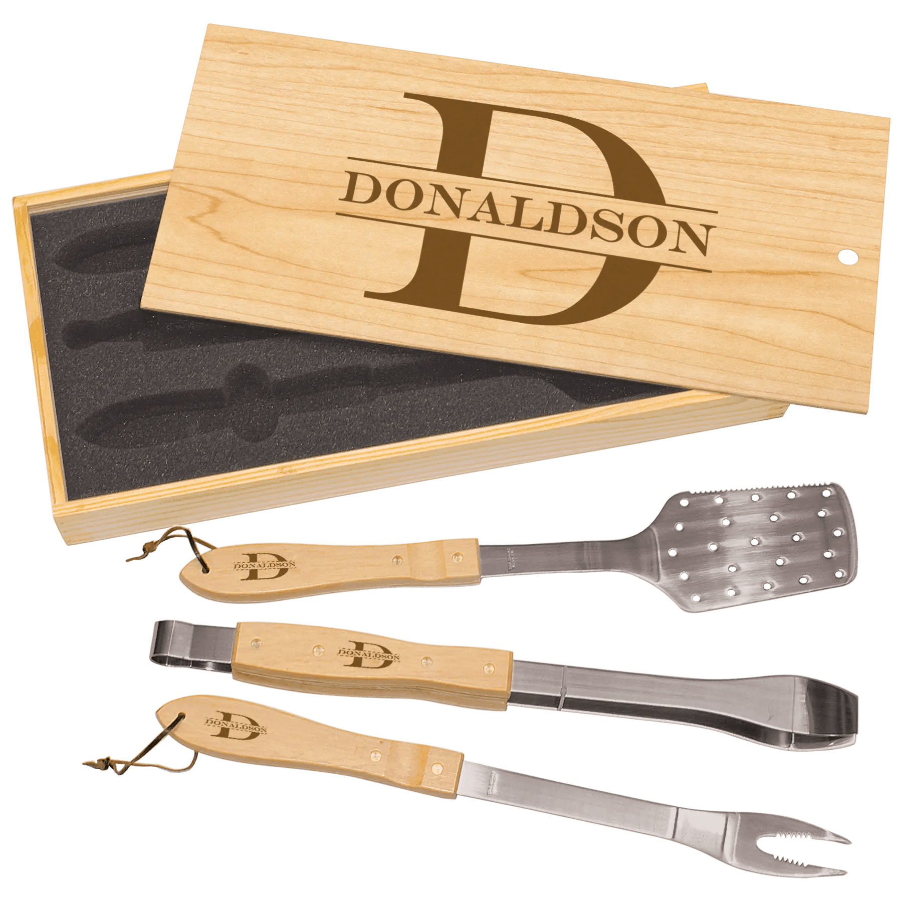 Grilling Tools - Wood 3-Piece BBQ Sets | Customization Included ...