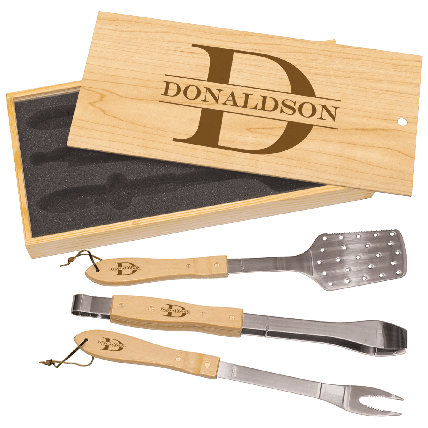 Grilling Tools - Wood 3 - Piece BBQ Sets - Smalltown Connetchin