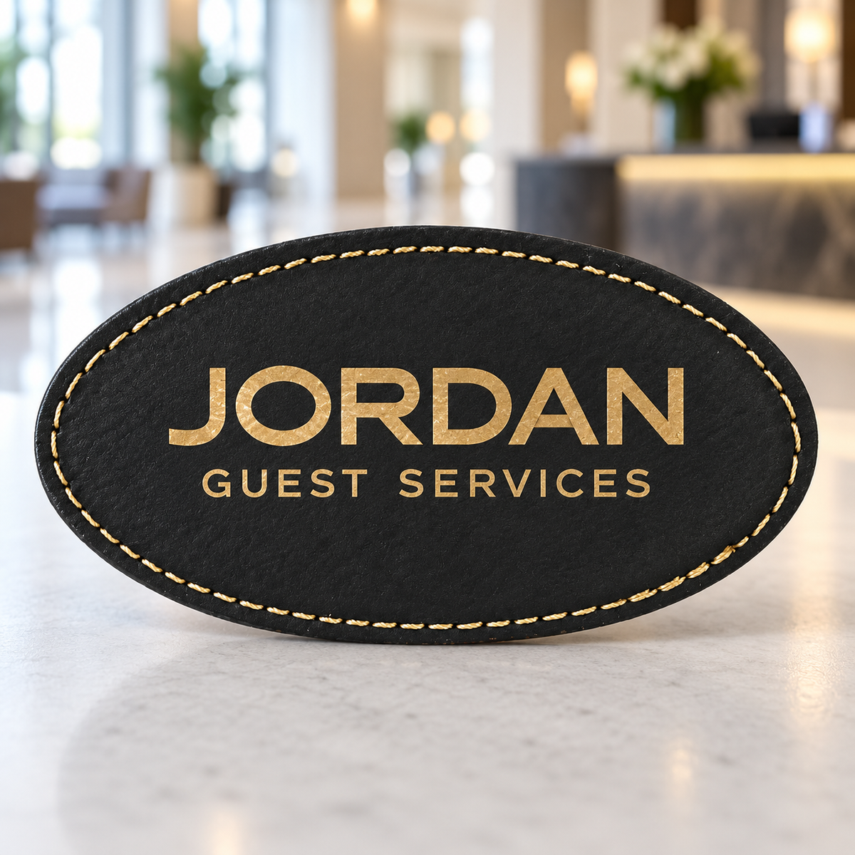 Black/Gold personalized Magnetic badges engraved JORDAN