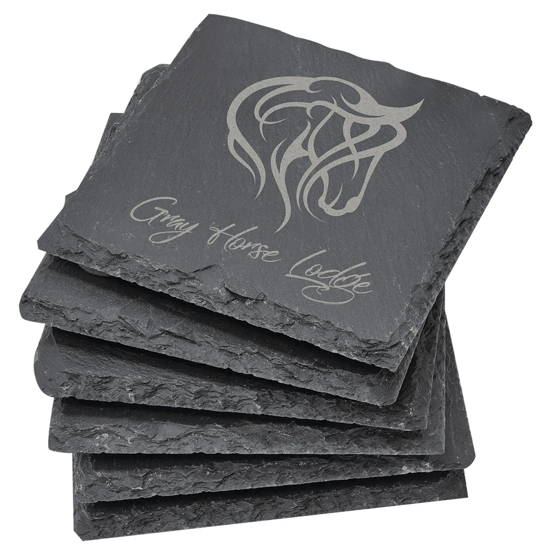 Laser Etched 4" Inch Slate Coasters (6 pcs) - Smalltown Connetchin