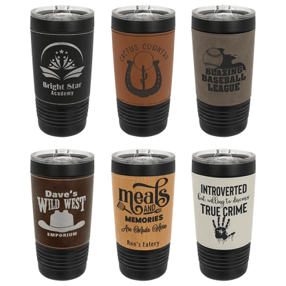 Laser Etched Leather Wrapped Custom Tumbler - Smalltown Connetchin