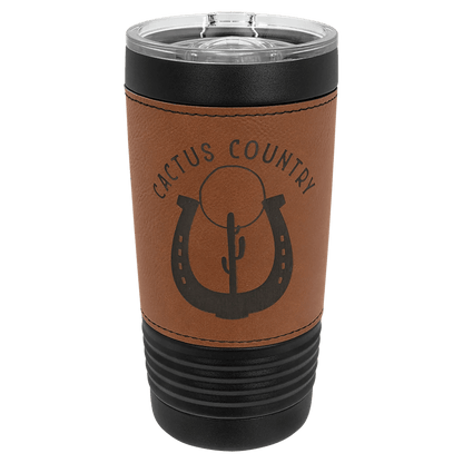 Laser Etched Leather Wrapped Custom Tumbler - Smalltown Connetchin