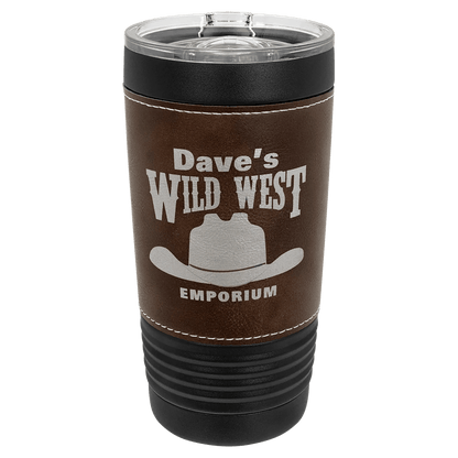 Laser Etched Leather Wrapped Custom Tumbler - Smalltown Connetchin