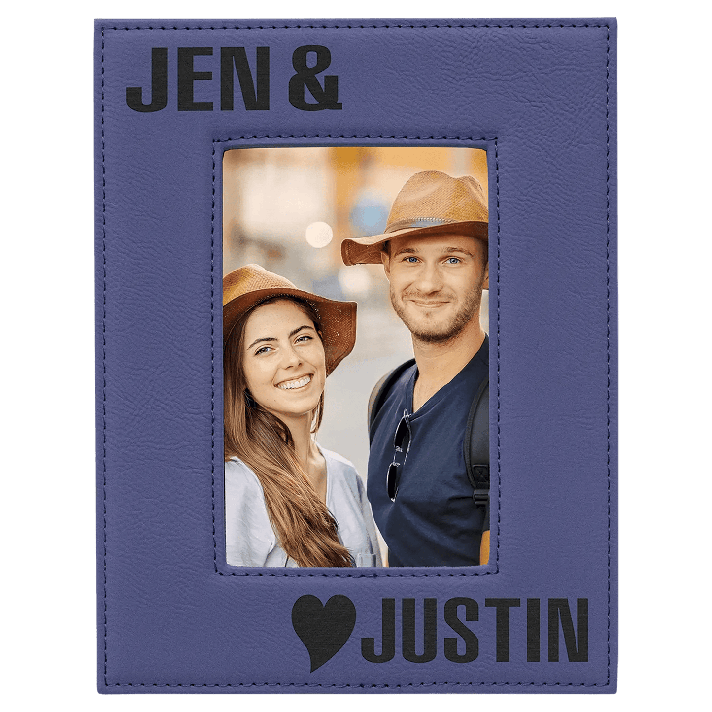 Leatherette Photo Frame 4" x 6" - Custom Etched Design - Smalltown Connetchin