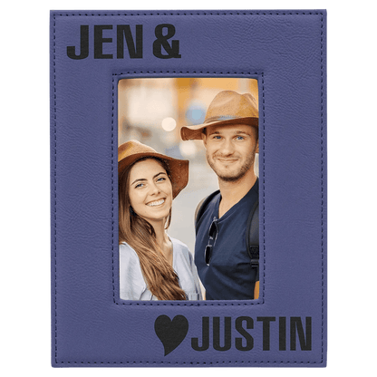 Leatherette Photo Frame 4" x 6" - Custom Etched Design - Smalltown Connetchin