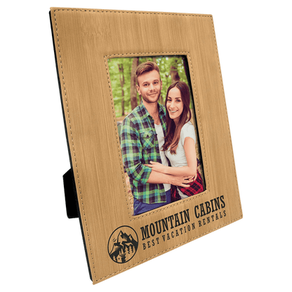 Leatherette Photo Frame 4" x 6" - Custom Etched Design - Smalltown Connetchin