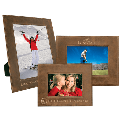 Leatherette Photo Frame 4" x 6" - Custom Etched Design - Smalltown Connetchin