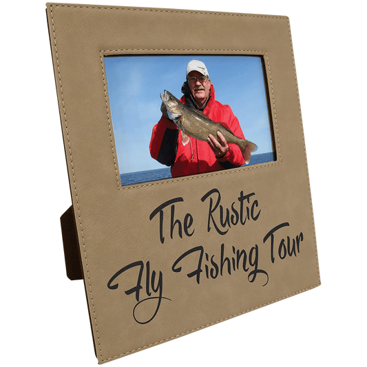 Leatherette Photo Frame 4" x 6" with Extended Area for Custom Etched Message or Design - Smalltown Connetchin